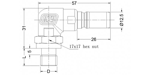 Conector macho curvo  (90°)